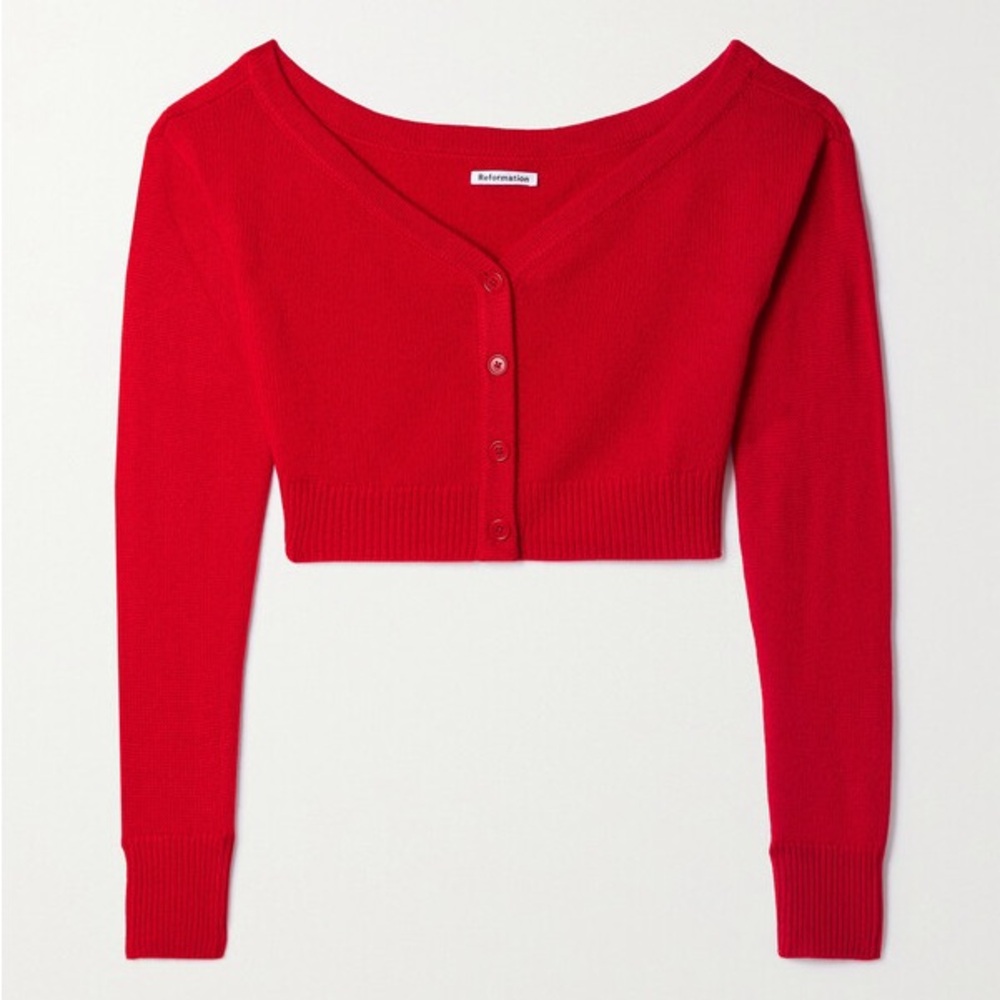 Red Reformation Cropped Cashmere Sweater